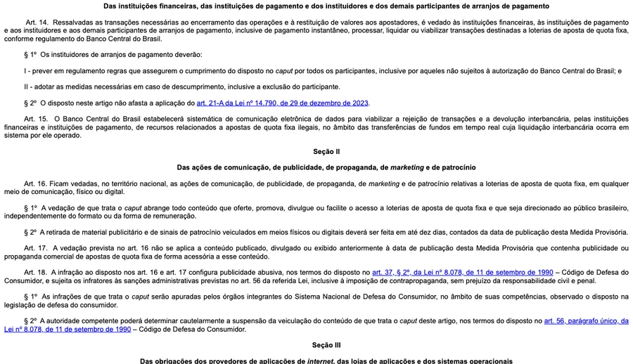 Art. 16: veda publicidade e patrocínio de apostas