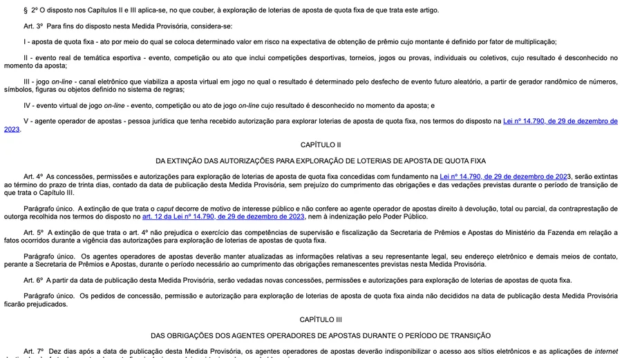 Art. 4º e a extinção das autorizações